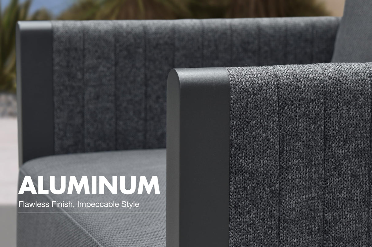 PURPLE LEAF Patio Furniture Set 6 Pieces Patio Seating Sofas with Ottoman Aluminum Furniture Outdoor Couch Sectional Set with Cushions Patio Conversation Sets Gray PURPLE LEAF