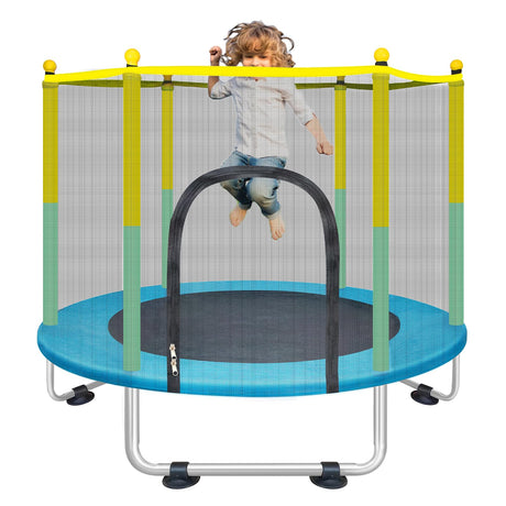 Indoor Trampoline for Kids Ages 1-8, 55" Small Outdoor Toddler Trampoline with Safety Enclosure Net, No-Gap Safe Design, Baby Round Jumping Mat, Recreational Trampolines Birthday Gifts for Boys Girls BIGOU