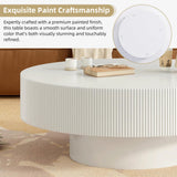 Merax Modern Round Coffee Table with Sturdy Base, Wood Sofa Center Tables for Living Room, Reception Room, Easy Assemble, White Merax