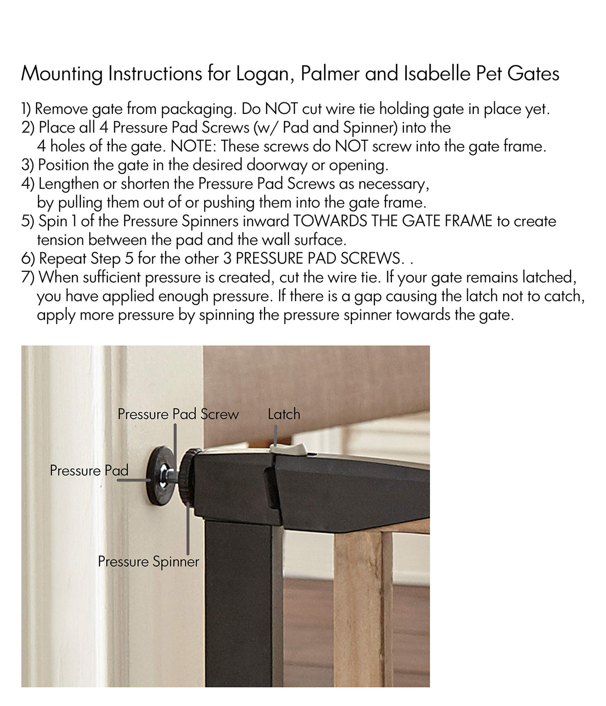 NMN Designs Logan Dog Gate - Indoor Pet Barrier and Wooden Dog Gate with Walk Through Swinging Door - Pressure Mounted for Walls and Stairs - Puppy Gates for The House - Expandable 29.5" to 51.5" NMN Designs