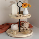 Decorative Wooden Tiered Tray Stand - Beautiful Two Tiered Coffee Table Serving Tray Enhances Your Seasonal Modern Farmhouse Decor - The Perfect Centerpiece for Your Fall Table Decorations KIBAGA