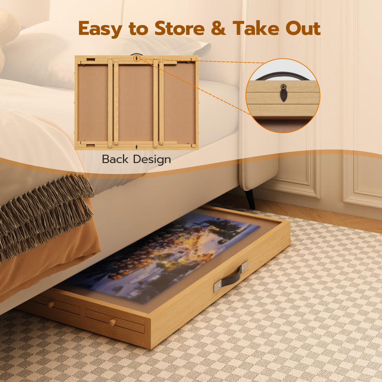 27.7" H Tall Puzzle Table with 6 Drawers, 1500 Pieces Jigsaw Puzzle Board with Folding Legs & Protective Cover - 34" x 26" Portable Table for Adults upvercy