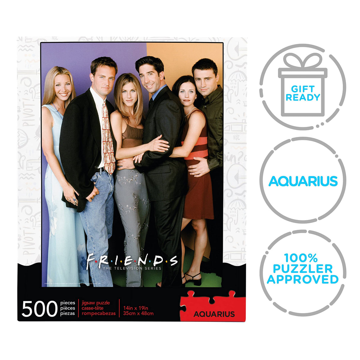 AQUARIUS Friends Cast Puzzle (500 Piece Jigsaw Puzzle) - Officially Licensed Friends TV Show Merchandise & Collectibles - Glare Free - Precision Fit - 14 x 19 Inches AQUARIUS