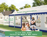 AMERLIFE 13 x 26 FT Party Tent with Rolled Sidewalls, Heavy Duty Wedding Tent for Party Outside with Zinc Alloy Tube & Spiral Stakes, Waterproof Event Shelters, White & Blue AMERLIFE