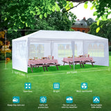 10'x20' Outdoor Party Tent, Large Tents for Parties, Wedding, Birthday, White Canopy Tent with 4 Removable Sidewalls & Transparent Windows, Outside Gazebo Event Tent for Backyard, Patio and Garden BNSPLY