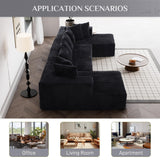 ONEMMLION 131" Modular Sectional Couch, Luxury Black Sectional Couches for Living Room, Comfy Corduroy Couch Sectional Sofa with Chaise Lounge, Free Combination Sleeper Sofa with Memory Foam, Black ONEMMLION