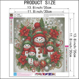 Christmas Winter Diamond Painting Kits For Adults,Snowman Family 5D Diamond Art Kits For Beginner,DIY Full Round Drill Diamond Arts and Crafts Gem Art Painting for Home Wall Decor 14 X 14inch SHICERNHJ