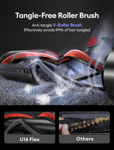 Ultenic Cordless Vacuum Cleaner, 550W/50Kpa, 60Mins Runtime, Stick Vacuum Cordless Rechargeable with 180°Bendable Wand, Anti-Tangle Brush, Vacuum Cleaners for Home/Pet Hair/Carpet/Floor U16 Ultenic