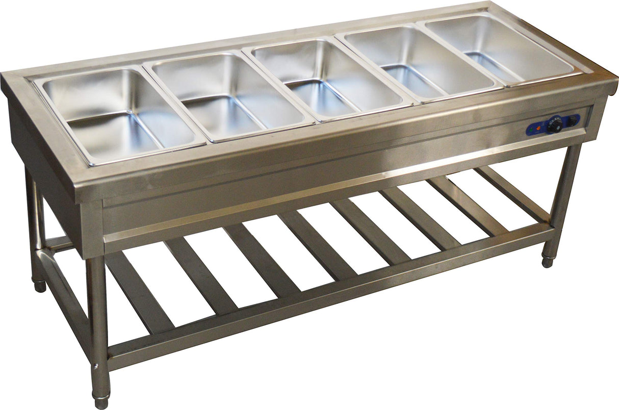 INTBUYING 72 inch 5 Pan Restaurant Electric Steam Table Buffet Food Warmer 110V with Pans INTBUYING