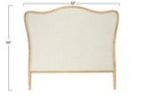 Creative Co-Op, Natural, Queen Modern Farmhouse Solid Oak Wood Headboard with Linen Upholstery, Beige Creative Co-Op