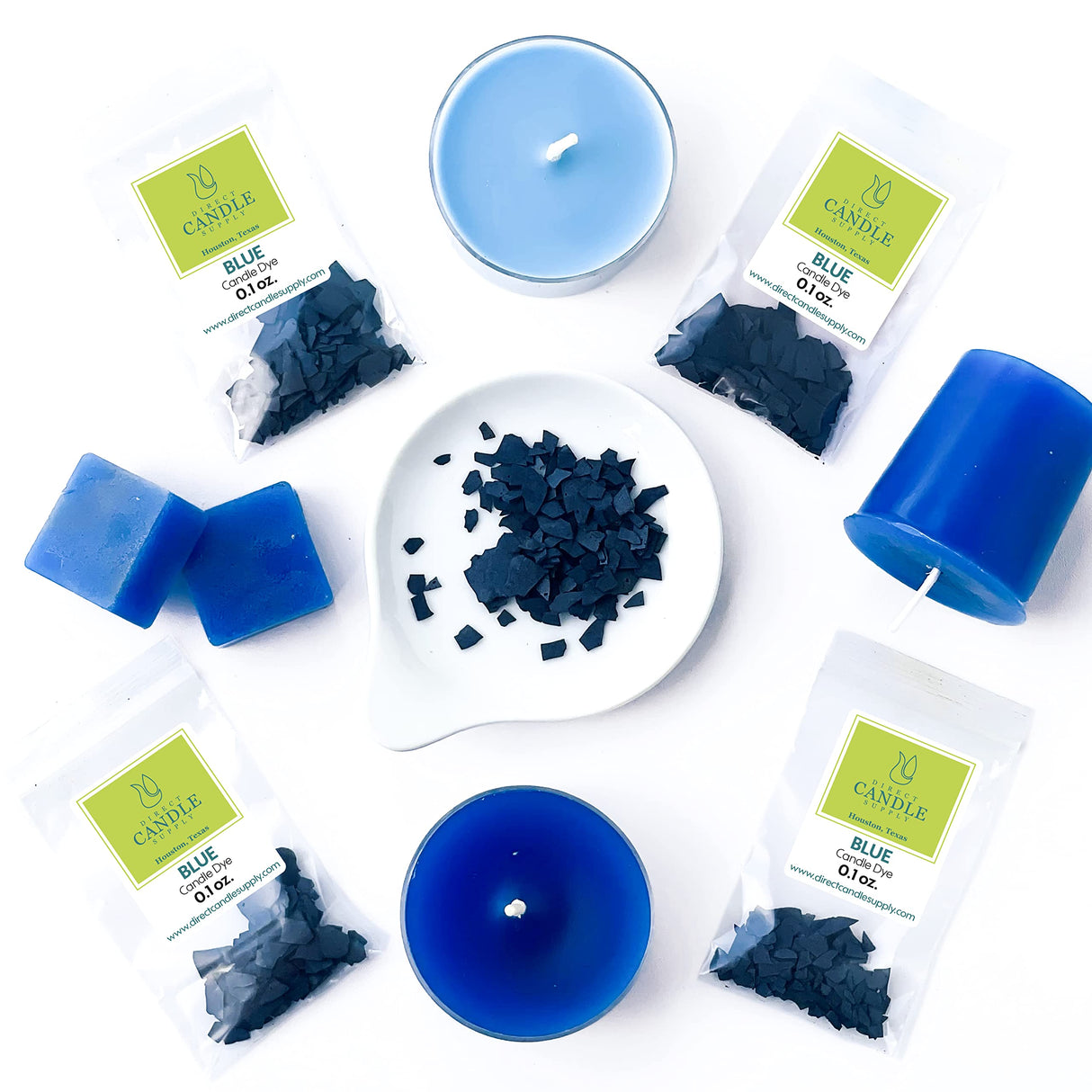 Direct Candle Supply – Color Dye Flakes – Blue High Concentration Dyes for Candle Making (1.6 oz)… (Blue) Use in Soy/Coconut/Paraffin Wax Direct Candle Supply