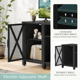 YITAHOME Farmhouse TV Stand for 50/55/60 Inch with Power Outlet, Wooden TV Media Console with Storage Cabinet for 860lbs, Rustic Entertainment Center Table TV Cabinet for Living Room, Black YITAHOME