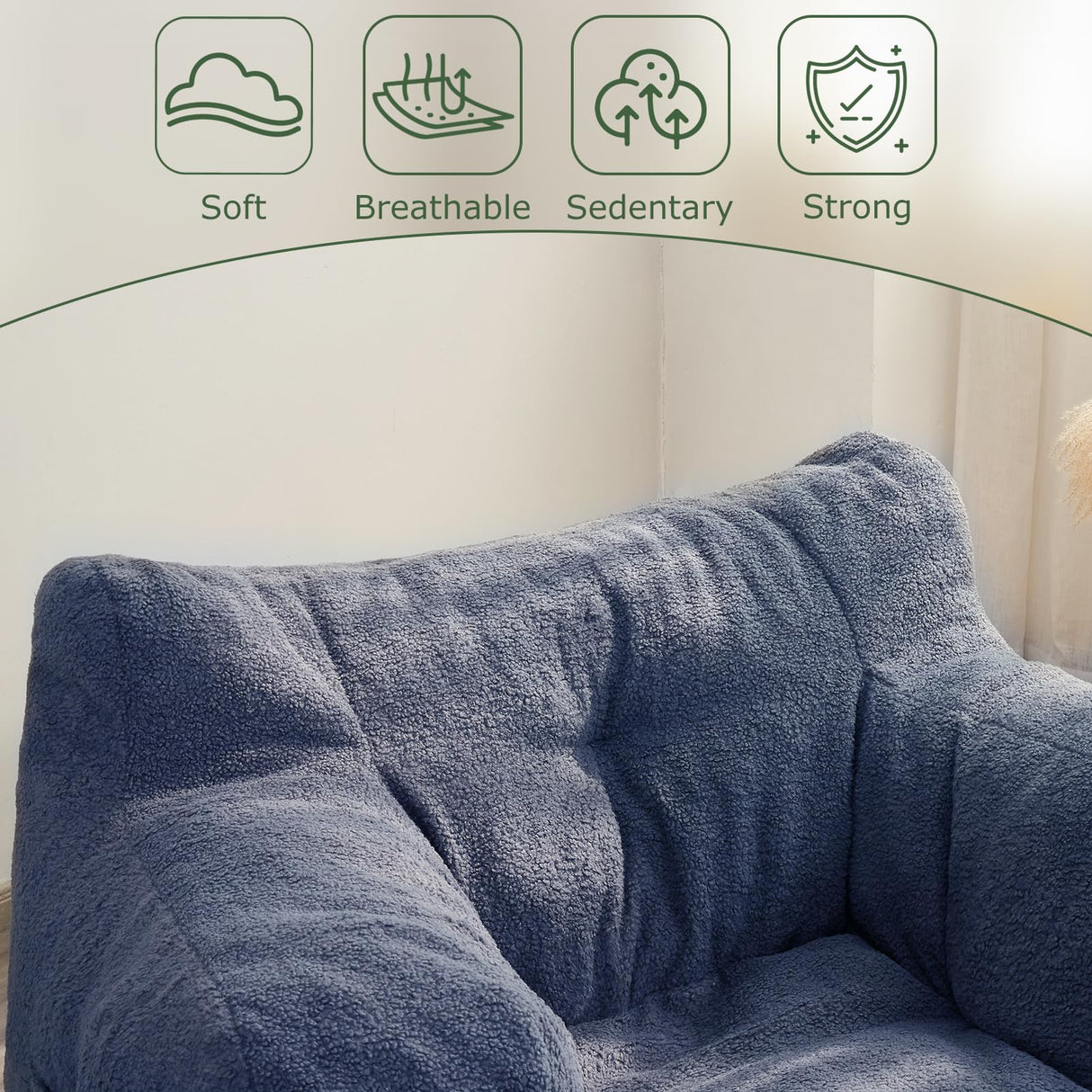 HIGOGOGO Giant Bean Bag Chairs,Big Comfy Chair Sofa for Bedroom Living Room, Large Lazy Bean Bag Chair with Pocket Armrests for Gaming, Reading HIGOGOGO