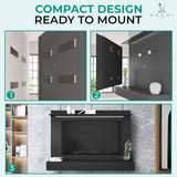 Modern Freestanding Floating Entertainment Center Floating TV Stand Wall Mounted TV Wall Panel for 70 inch TVs Home Theater with LED Strip Pull - Out Drawers and Overhead Shelf Black Naomi Home