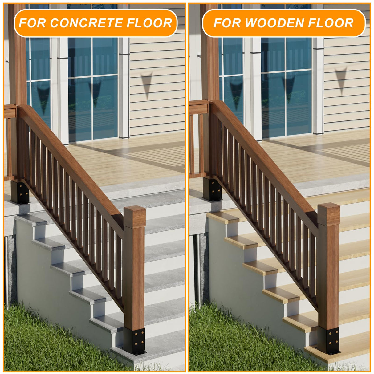 AOSTD 4x4 Post Base-13 Gauge Thick Solid Steel,Inner Size 3.5x3.5 Inch Wood Fence Post Brackets-Rust-Proof Black Powder-Coated Railing Post Brackets for Support Deck, Pergola(4 Pcs) AOSTD