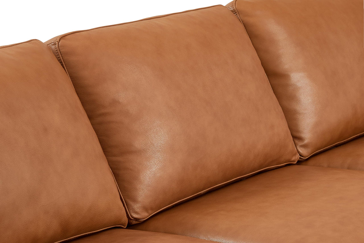 Valencia Grosseto 87” Cognac Tan Brown 3 Seater Full Leather Sofa | Mid Century Italian Nappa Leather Couch for Living Room Furniture | Double Stitched Seams, Removable Cushions VALENCIA THEATER SEATING