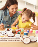 Travlog Unfinished Wood Slices with Hole, Natural Wooden Circles with Bark for DIY Crafts, Home Decor, Christmas Ornaments (30Pcs, 3.5-4 Inch) Travlog