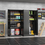 UNICOLY Black Metal Storage Cabinet with Lock, Storage Cabinet with Doors and Shelves, Garage Storage Cabinet with Lock for Office, Home,Garage, Gym,School 71”H×32”W×16”D UNICOLY