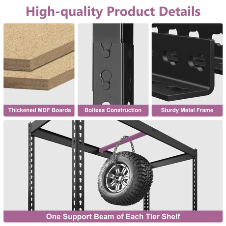 Prilinex Heavy Duty Storage Shelves 40" W x 20" D x 60" H - 4-Tier Adjustable Metal Garage Shelving Unit, Standing Utility Shelf Racks for Pantry Warehouse Kitchen, Black Prilinex