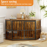 APRILSOUL 53 inch Furniture Dog Crate Corner, Dog Kennel Corner Wooden End Table with Bowl, Indoor Pet Crates Corner Side Table for Dogs, Wide Top Perfect for Limited Room APRILSOUL
