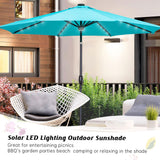 GDY 10Ft Patio Umbrella, Solar Powered 40 LED Lighted Outdoor Table Market Umbrellas with Tilt and Crank, Center Light (Lake Blue)… GDY