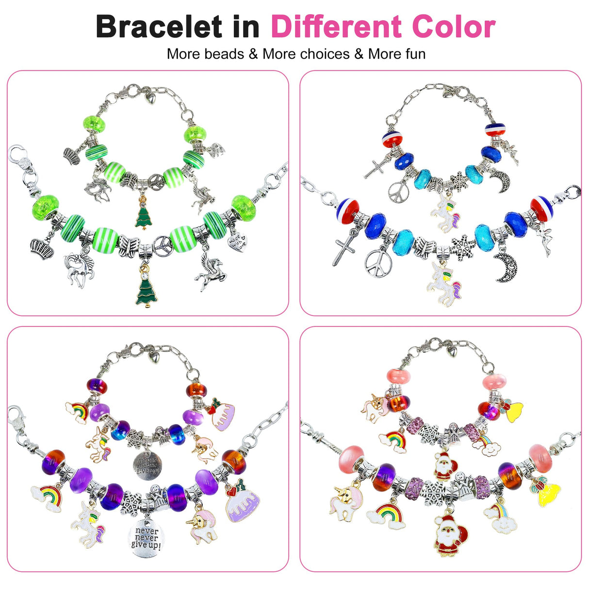 Redtwo Charm Bracelet Making Kit for Girls, Toys Jewelry Making Kit for Girls 8-12 Unicorn Gifts for Teen Girls Age 6-8, Arts and Crafts for Kids Ages 6 7 8 9 10 11 12 13 Birthday Redtwo