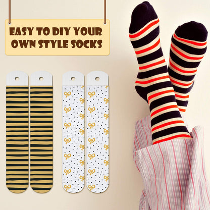 Coume 4 Pieces Sublimation Blank Socks Set, Including 2 Pieces Metal Straight Style Sock Jigs, 2 Pairs Sublimation Blank Socks for Heat Press Transfer Dye Sublimation Printing DIY Pattern Designs