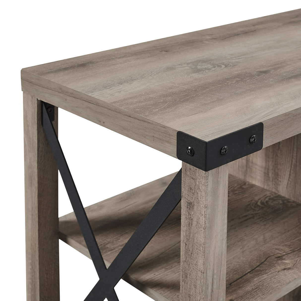 Walker Edison Modern Farmhouse Metal X Wood TV Stand Storage Cabinet for TV's up to 64" Flat Screen Universal TV Console Living Room Storage Shelves Entertainment Center, 60 Inch, Grey Walker Edison