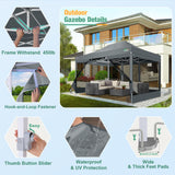 COBIZI 10x15 Canopy Tent, Heavy Duty Pop up Canopy with Sidewalls, Waterproof Easy Setup Canopy with Mosquito Netting, Outdoor Instant Screen Tents for Parties, Wedding, Backyard with Carry Bag, Gray COBIZI