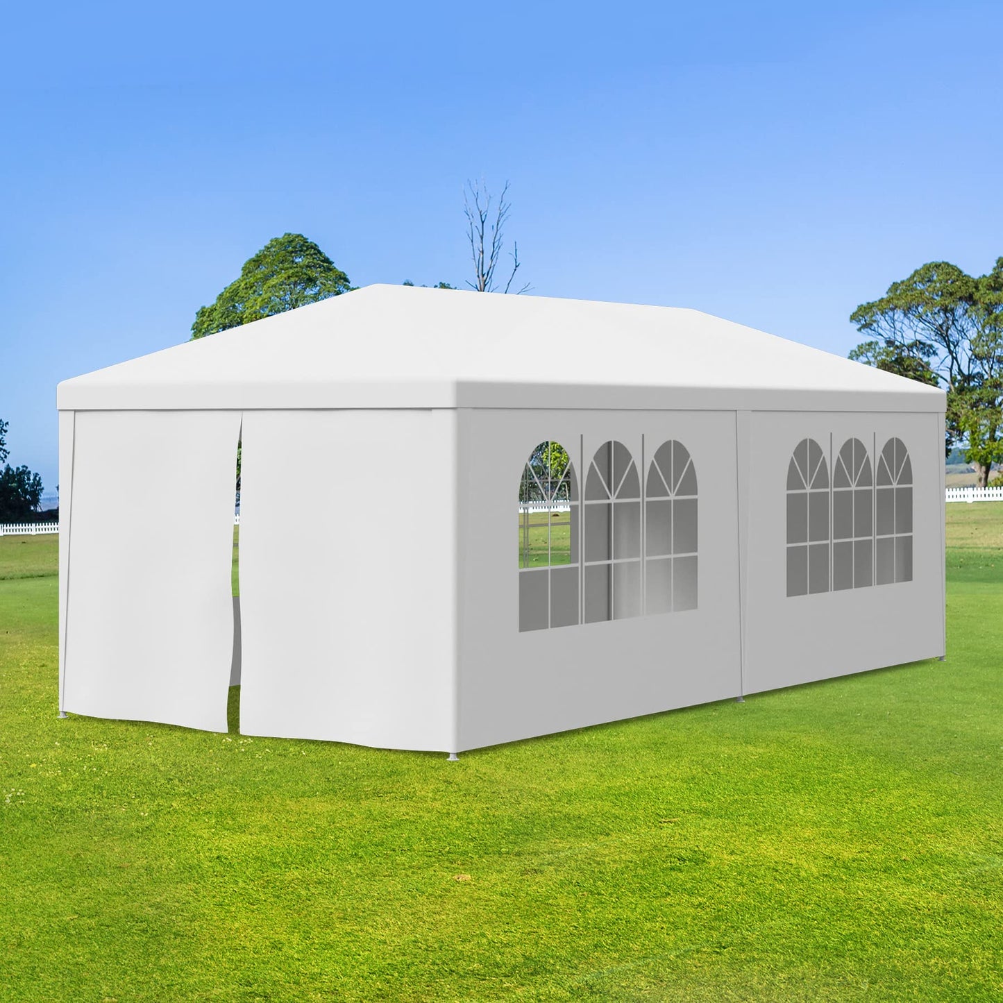 JupiterForce 10x20 Canopy Tent Outdoor Wedding Party Tent with Removable Sidewalls Heavy Duty Waterproof Patio Gazebo Shelter BBQ Pavilion Canopy Cater Event Tents, White(10' x 20')