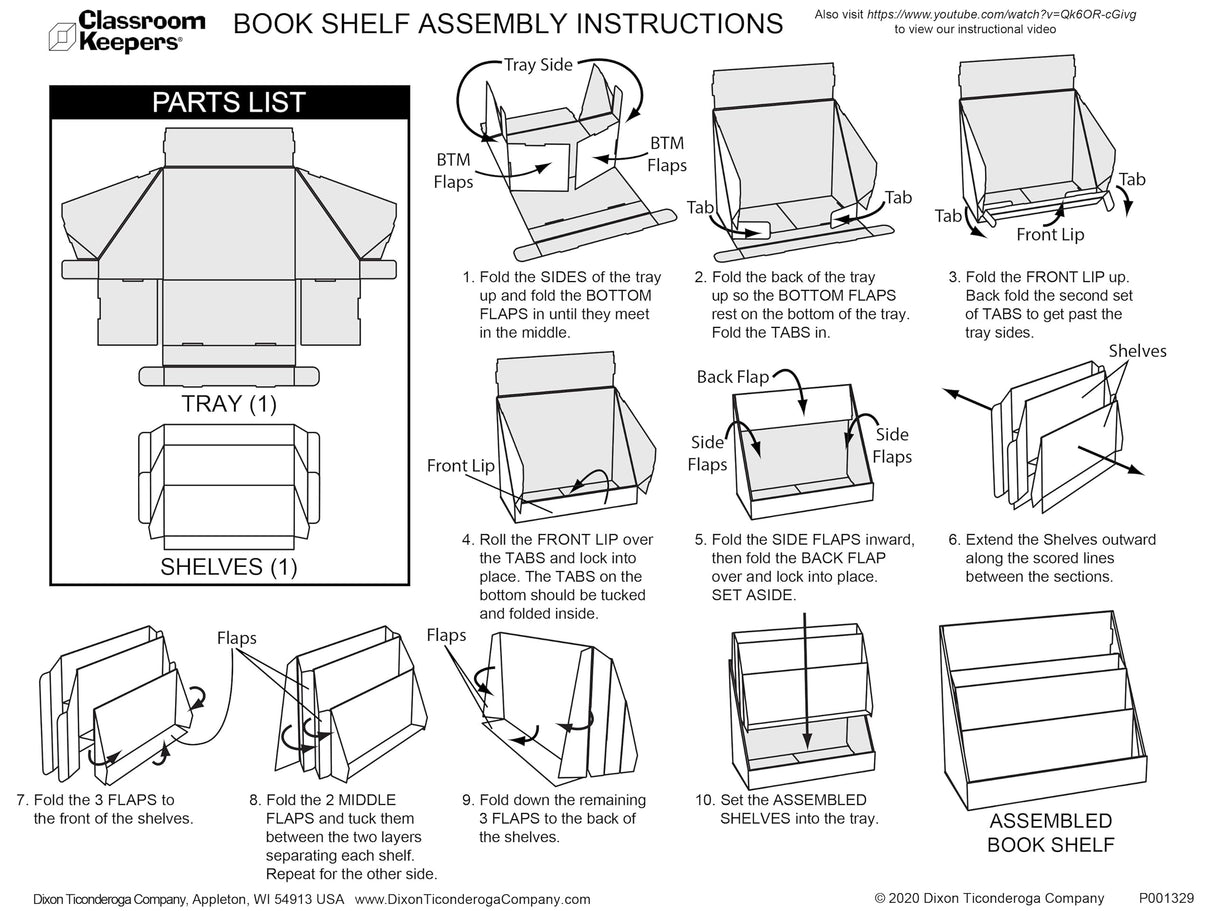 Classroom Keepers Sturdy Cardboard Book Shelf, 3-Tiered, Blue, 17" H x 20" W x 10" D, 1 Unit Pacon