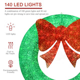 48Inch 4FT Large Christmas Wreath - Outdoor Christmas Wreaths with LED Lights,Extension Cable, Xmas Decorations for Door Outdoor Indoor Wall Home - Green HOYECHI