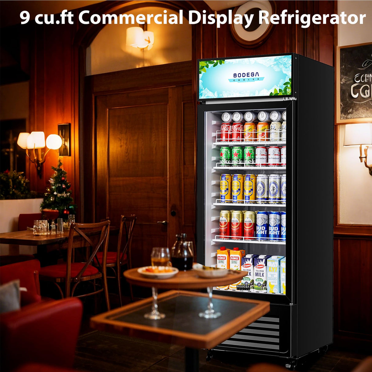 BODEGACOOLER Glass door commercial refrigerators, 9 cu.ft commercial beverage refrigerator, glass door display refrigerator for beer,bar,drink, Commercial fridge, Commercial merchandiser refrigerator. BODEGA