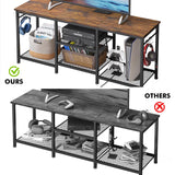 YGEOMER TV Stand Entertainment Center for 55 Inch TVs, with Charging Station and Lights Open Storage Shelves, TV Media Console, Open Storage Shelf with Sound Rack for Living Room, Rustic Brown YGEOMER