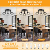 Baocuz 3-Light Kitchen Flush Mount Ceiling Light, Adjustable Multi-Directional Ceiling Light Fixture, Farmhouse Black Metal Cage Close to Ceiling Lamp for Dining Room Bedroom Hallway Baocuz