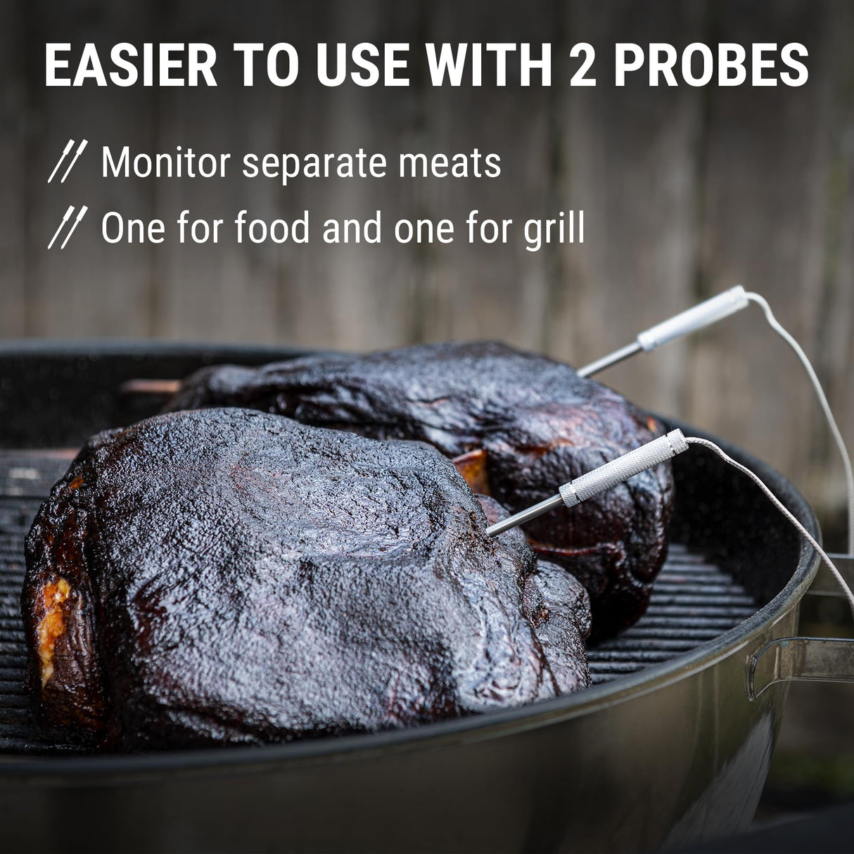 ThermoPro 650 ft Wireless Meat Thermometer for Smoker Grill, Meat Thermometer Digital Wireless with 2 Probes, Bluetooth Meat Thermometer Rechargeable, Smoker thermometer for Cooking Turkey Fish Beef ThermoPro