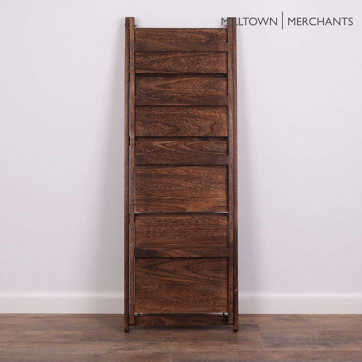 Milltown Merchants Ladder Shelf - Wooden Ladder Bookshelf - Leaning Bookshelf - Rustic Bookcase - Folding Bookcase (Dark Brown Ladder Shelf) Milltown Merchants