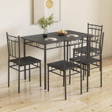 AMICLIBER Dining Table Set for 4, 5-Piece Kitchen Table and Chairs, Rectangular Dining Room Table Set with 4 Chairs, Space-Saving Kitchen Table Set for Small Space,Dinette,Apartment,Pure Black AMICLIBER