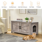 Homhedy 39.4" L Cat Litter Box Enclosure,Litter Box Furniture Hidden with Barn Door,Wooden Cat Washroom Furniture,Cat House,Fit Most of Litter Box, Greige Homhedy