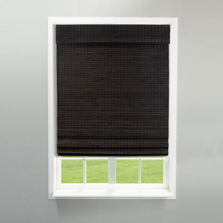 Radiance Cordless Bamboo Roman Shades for Windows - Flatweave Bamboo Blinds for Reduce Bright Light - Easy to Lift & Fold Up Window Shades - Espresso - 39 in. W x 64 in. L - (2208840E) Radiance