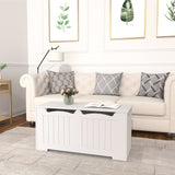 Hzuaneri Storage Chest, Storage Trunk with 2 Safety Hinge, 39.4" Lift-Top Storage Bench, Wooden Storage Organizer, Shoe Bench for Entryway, Bedroom, Living Room, White 01003XSB Hzuaneri