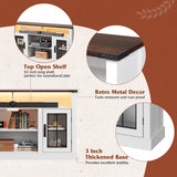 WLIVE Farmhouse TV Stand for 65 Inch TV, Tall Entertainment Center with LED Lights, Mid Century Modern TV Console wirh Open Shelves and Glass Cabinet Doors for Living Room and Bedroom, White WLIVE