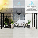 GDPFN 14' x 10' Gazebo, Outdoor Hardtop Pergola with Roof, Wall Mounted Lean to Gazebo, Large Heavy Duty Metal Awnings for Patio, Backyard, Deck… GDPFN