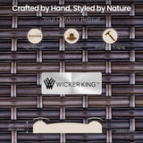 PHI VILLA Wicker & Metal Outdoor Patio Couch,3-Seat Patio Sofa with Deep Seating for Front Porch, Deck, Balcony, Backyard, Sunroom PHI VILLA