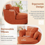 JEEOHEY Oversized Swivel Accent Chair with Half Moon Storage Ottoman, 42" W Chenille Round Swivel Barrel Chair, Modern Upholstered Comfy Single Sofa Armchair for Living Room, Bedroom, Club(Orange) JEEOHEY