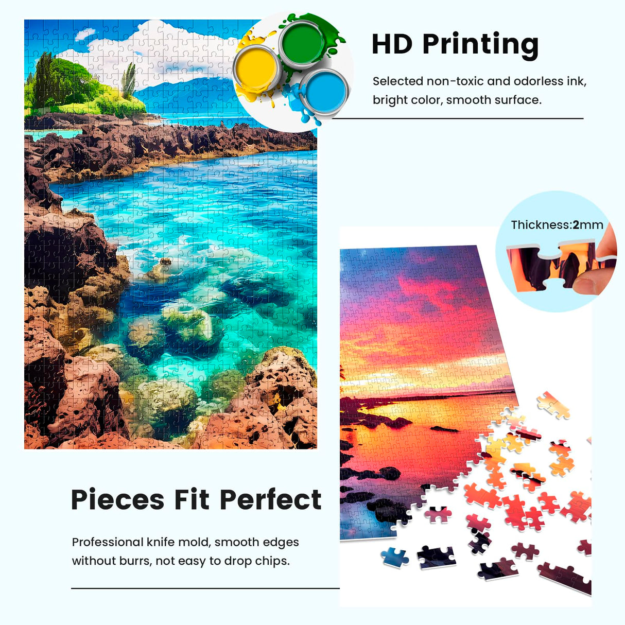 2 Pack 1000 Piece Puzzle for Adults Puzzles for Adults 1000 Pieces and up 2000 Piece Puzzles for Adults Beach CoconutTree Reef Landscape Jigsaw Puzzles Edsjegn