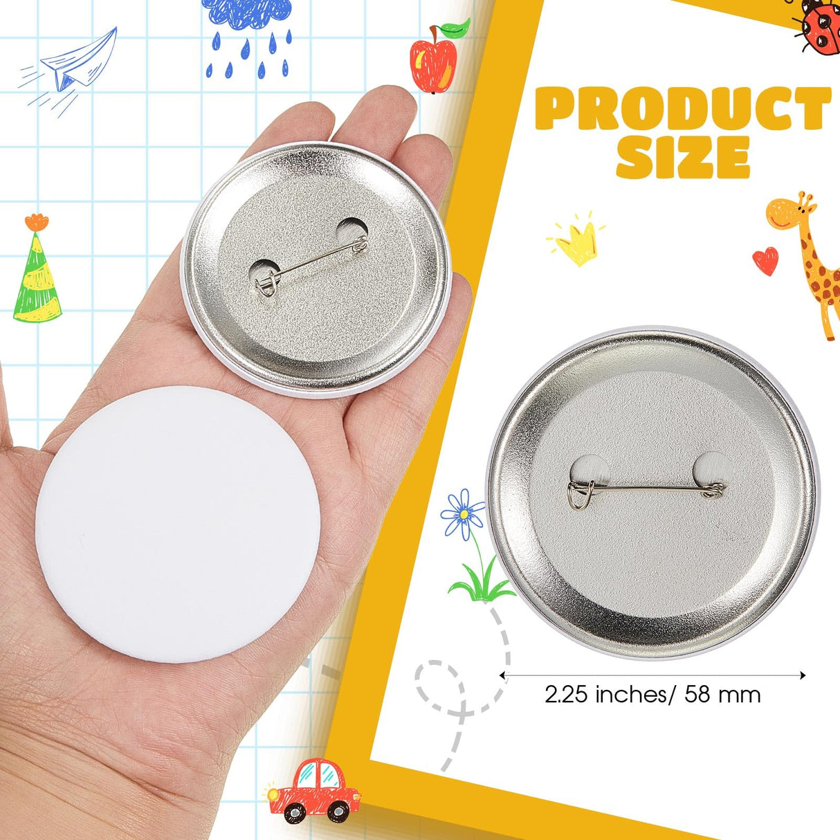 XunYee 20 Pcs Blank White Button Pins 2.25 Inch/ 58 mm DIY Craft Button with Pin White Pins Buttons Design Button Making Kit for DIY Crafts Christmas Craft Supplies, DIY Badges XunYee