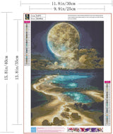 ZQEATRY Moon Diamond Painting Kits for Adults,DIY Moonlight Beach Diamond Art Kits,5D Full Drill Painting Kits with Arts and Crafts for Home Wall Decor 11.8 X 15.7Inch ZQEATRY
