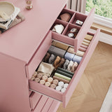 Pink Tall 7 Drawer Dresser for Bedroom, Modern Wood Closet Dressers & Chests of Drawers with Jewelry Storage, 23.6" L*15.8" W*47.5" H in Large Vertical Dresser for Bedroom, Living Room, Nursery Jocoevol