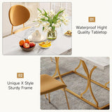 ONBRILL 71 Inch Dining Table for 6-8 People, Modern Rectangle Kitchen Table, White Dinner Table with Gold Metel Frame for Kitchen, Office, Living Room and Dining Room ONBRILL